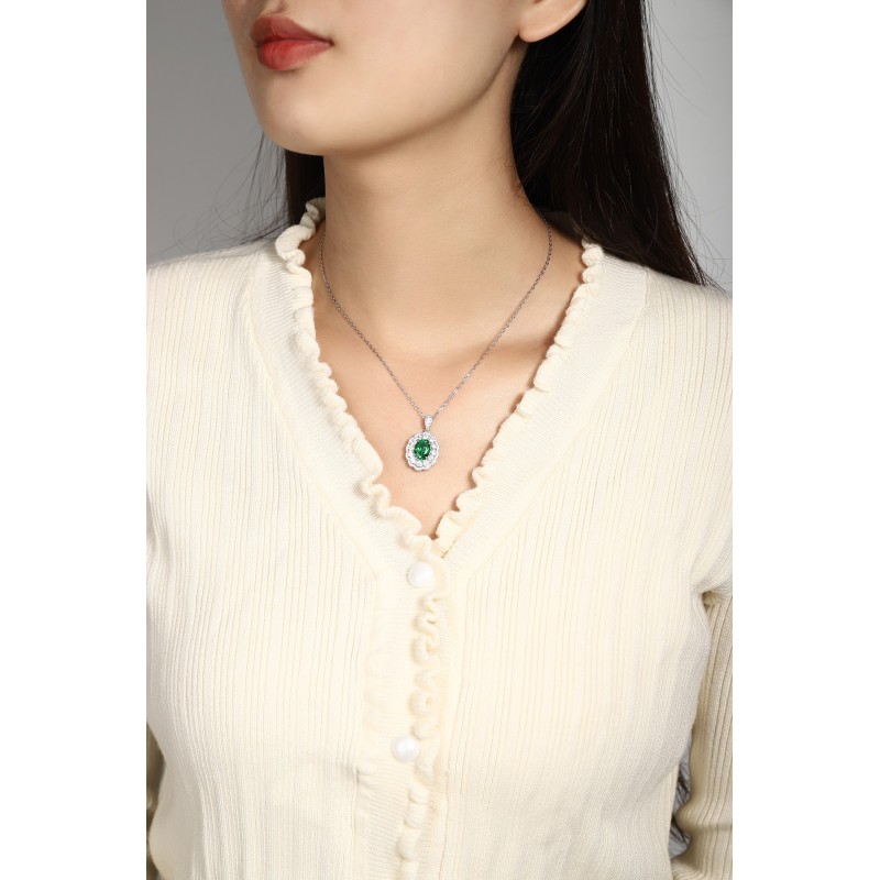 Ruif Jewelry Classic Design S925 Silver 1.9ct Lab Grown Emerald Pendant Necklace Gemstone Jewelry Ruif Jewelry Classic Design S925 Silver 1.9ct Lab Grown Emerald Pendant Necklace Gemstone Jewelry