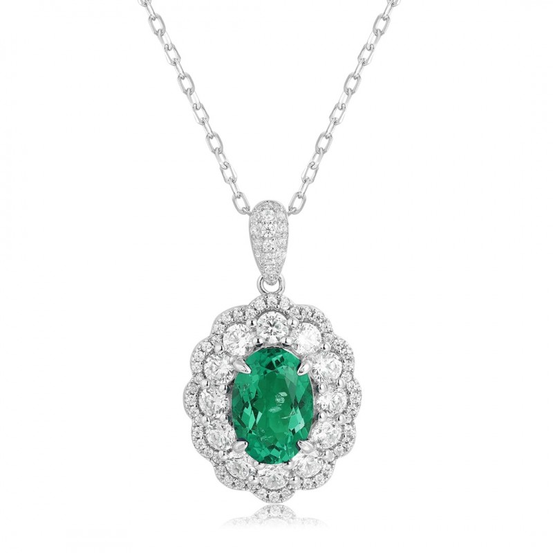 Ruif Jewelry Classic Design S925 Silver 1.9ct Lab Grown Emerald Pendant Necklace Gemstone Jewelry Ruif Jewelry Classic Design S925 Silver 1.9ct Lab Grown Emerald Pendant Necklace Gemstone Jewelry