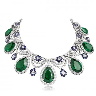 Ruif Jewelry Classic Design Green S925 Silver 192.42ct Lab Grown Emerald Pendant Necklace Gemstone Jewelry