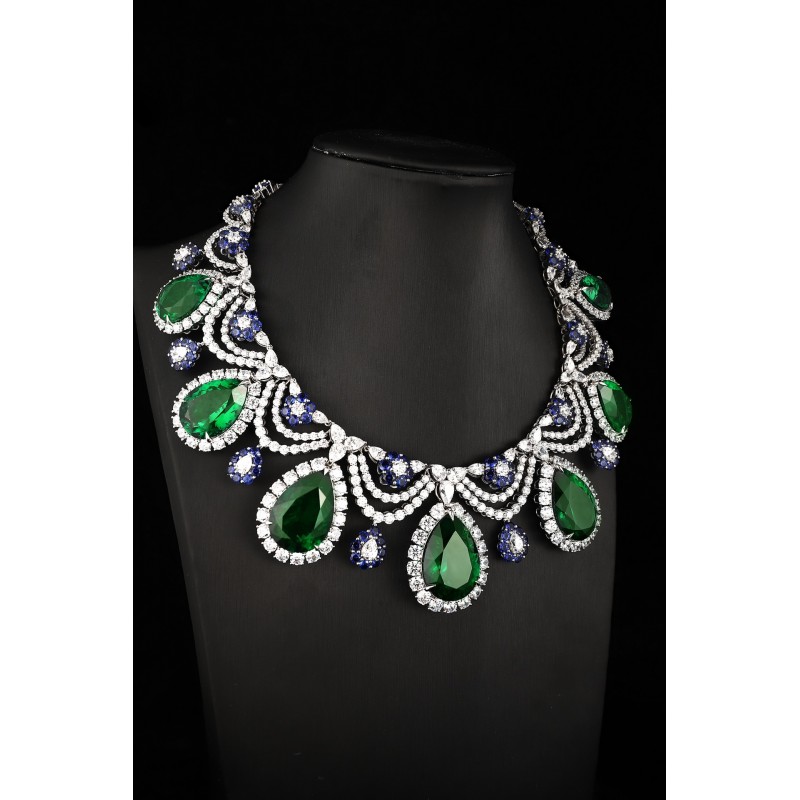 Ruif Jewelry Classic Design Green S925 Silver 192.42ct Lab Grown Emerald Pendant Necklace Gemstone Jewelry