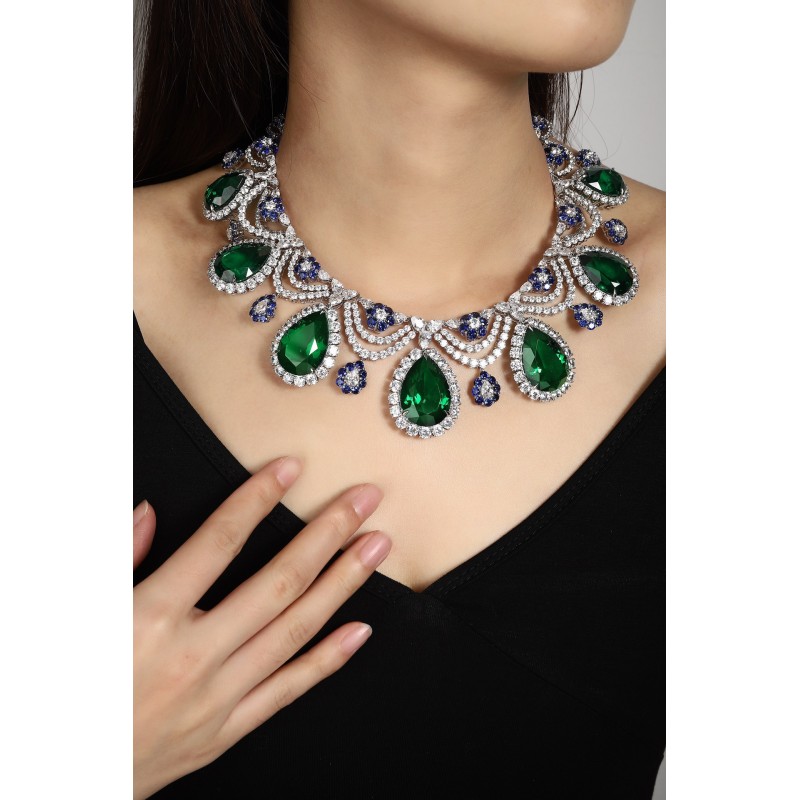 Ruif Jewelry Classic Design Green S925 Silver 192.42ct Lab Grown Emerald Pendant Necklace Gemstone Jewelry