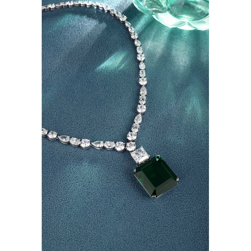 Ruif Jewelry Classic Design Green S925 Silver 42.83ct Lab Grown Emerald Pendant Necklace Gemstone Jewelry