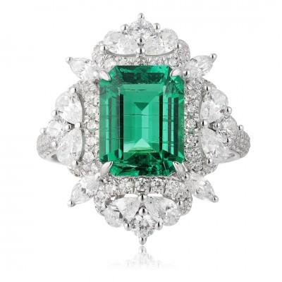 Ruif Jewelry Classic Design S925 Silver 3.2ct Lab Grown Emerald Ring Wedding Bands