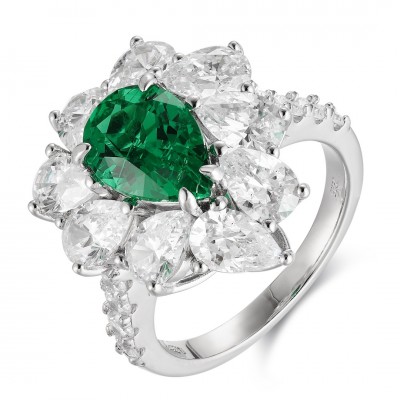Ruif Jewelry Classic Design S925 Silver 1.86ct Lab Grown Emerald Ring Wedding Bands