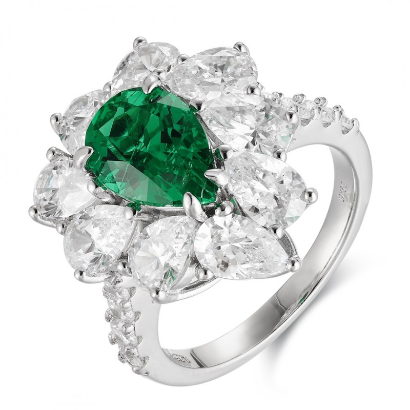 Ruif Jewelry Classic Design S925 Silver 1.86ct Lab Grown Emerald Ring Wedding Bands