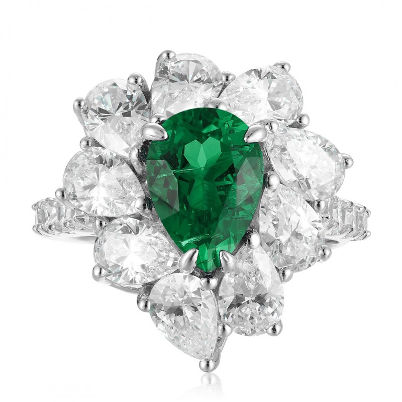 Ruif Jewelry Classic Design S925 Silver 1.86ct Lab Grown Emerald Ring Wedding Bands