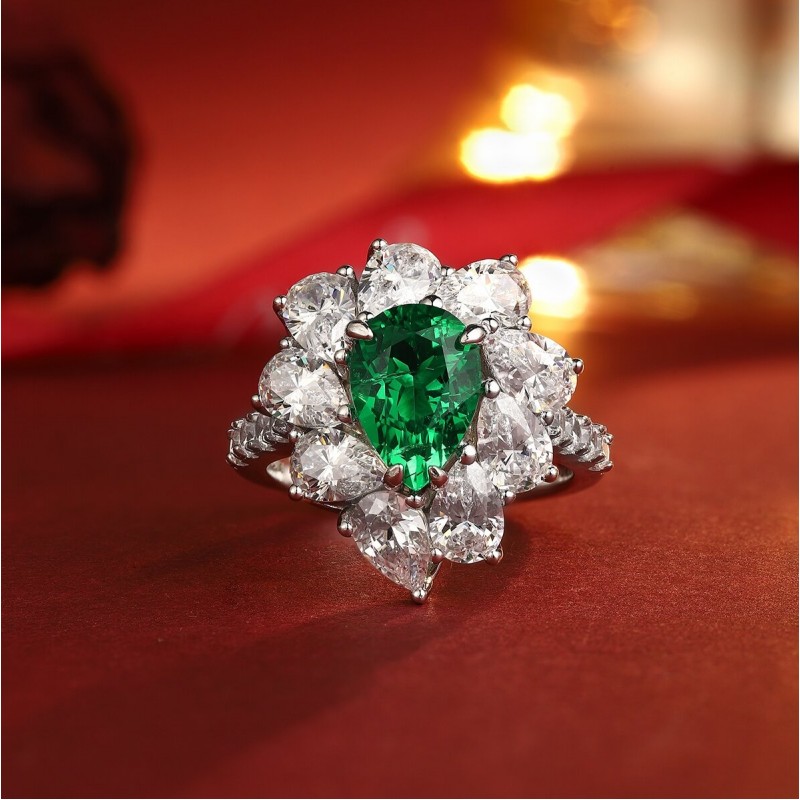 Ruif Jewelry Classic Design S925 Silver 1.86ct Lab Grown Emerald Ring Wedding Bands