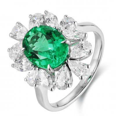 Ruif Jewelry Classic Design S925 Silver 2.6ct Lab Grown Emerald Ring Wedding Bands