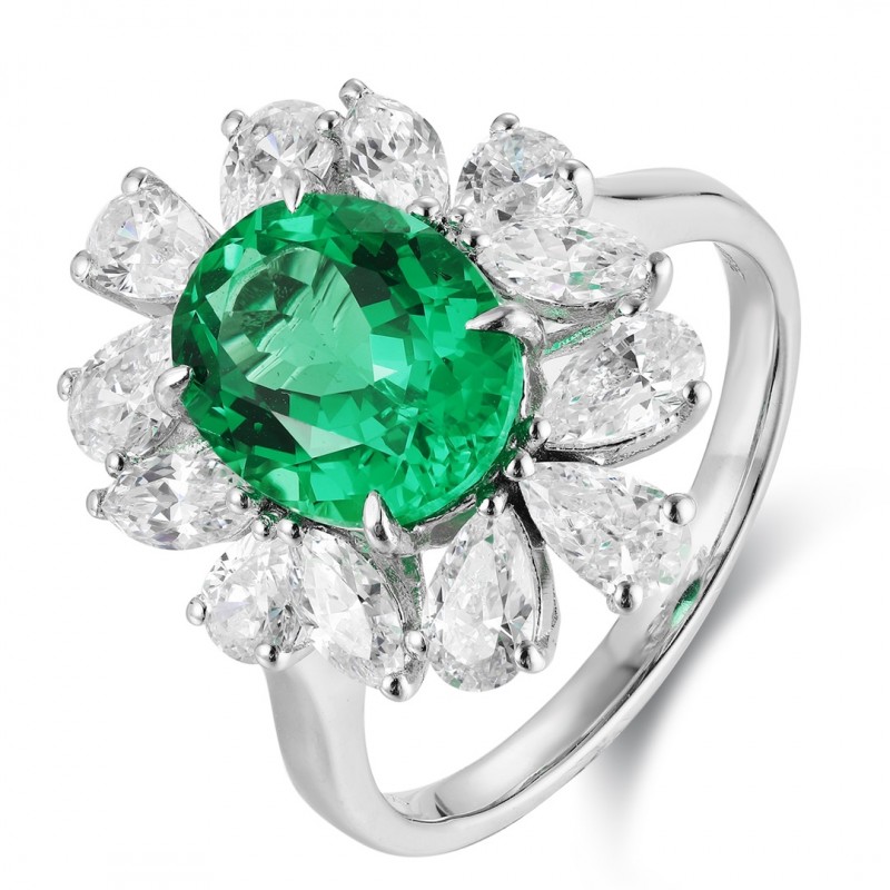 Ruif Jewelry Classic Design S925 Silver 2.6ct Lab Grown Emerald Ring Wedding Bands