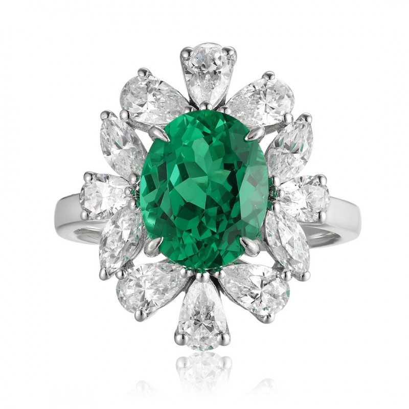 Ruif Jewelry Classic Design S925 Silver 2.6ct Lab Grown Emerald Ring Wedding Bands