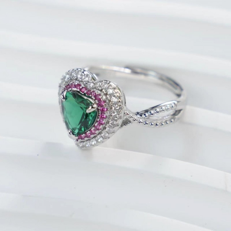 Ruif Jewelry Classic Design S925 Silver 1.3ct Lab Grown Emerald Ring Wedding Bands Ruif Jewelry Classic Design S925 Silver 1.3ct Lab Grown Emerald Ring Wedding Bands