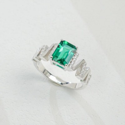 Ruif Jewelry Classic Design S925 Silver 1.2ct Lab Grown Emerald Ring Wedding Bands Ruif Jewelry Classic Design S925 Silver 1.2ct Lab Grown Emerald Ring Wedding Bands