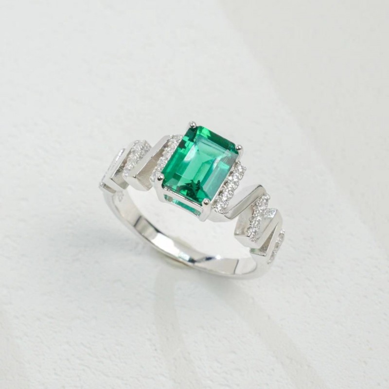 Ruif Jewelry Classic Design S925 Silver 1.2ct Lab Grown Emerald Ring Wedding Bands Ruif Jewelry Classic Design S925 Silver 1.2ct Lab Grown Emerald Ring Wedding Bands