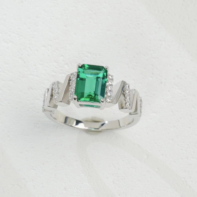 Ruif Jewelry Classic Design S925 Silver 1.2ct Lab Grown Emerald Ring Wedding Bands Ruif Jewelry Classic Design S925 Silver 1.2ct Lab Grown Emerald Ring Wedding Bands