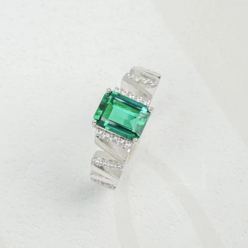 Ruif Jewelry Classic Design S925 Silver 1.2ct Lab Grown Emerald Ring Wedding Bands Ruif Jewelry Classic Design S925 Silver 1.2ct Lab Grown Emerald Ring Wedding Bands