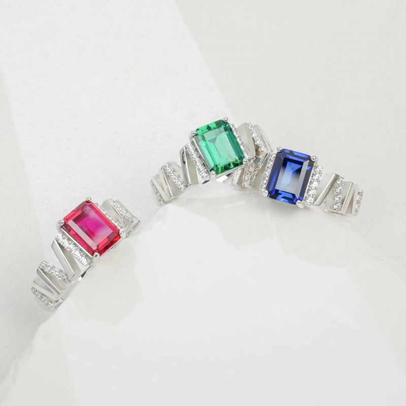 Ruif Jewelry Classic Design S925 Silver 1.2ct Lab Grown Emerald Ring Wedding Bands Ruif Jewelry Classic Design S925 Silver 1.2ct Lab Grown Emerald Ring Wedding Bands
