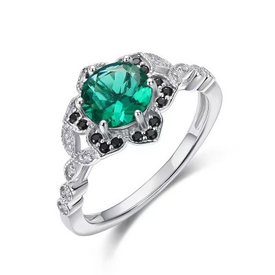 Ruif Jewelry Classic Design S925 Silver 1.0ct Lab Grown Emerald Ring Wedding Bands for party Ruif Jewelry Classic Design S925 Silver 1.0ct Lab Grown Emerald Ring Wedding Bands for party