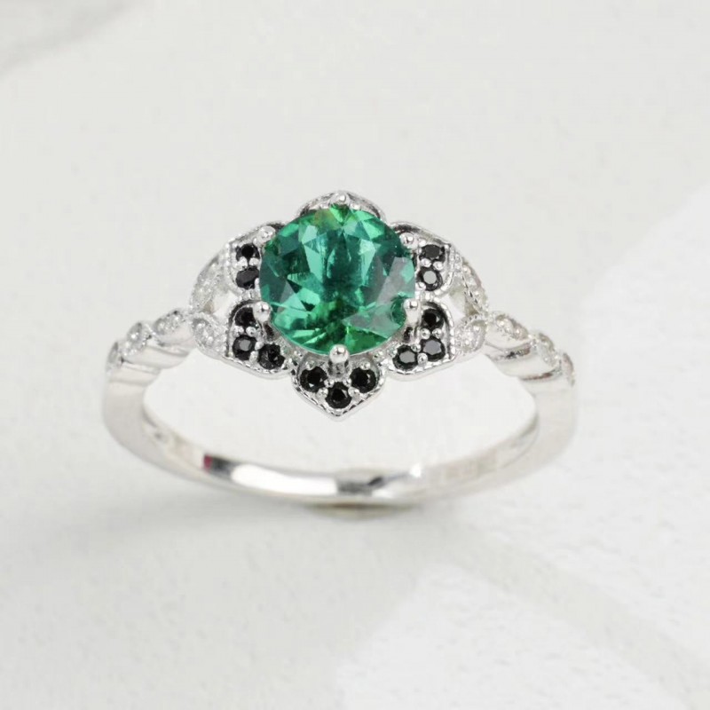 Ruif Jewelry Classic Design S925 Silver 1.0ct Lab Grown Emerald Ring Wedding Bands for party Ruif Jewelry Classic Design S925 Silver 1.0ct Lab Grown Emerald Ring Wedding Bands for party