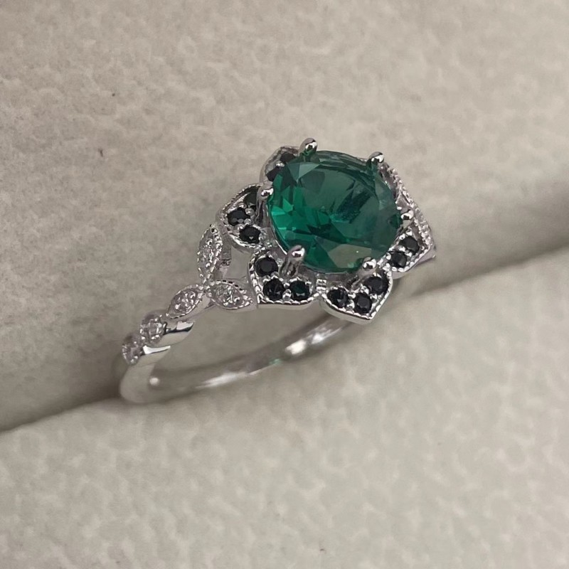 Ruif Jewelry Classic Design S925 Silver 1.0ct Lab Grown Emerald Ring Wedding Bands for party Ruif Jewelry Classic Design S925 Silver 1.0ct Lab Grown Emerald Ring Wedding Bands for party