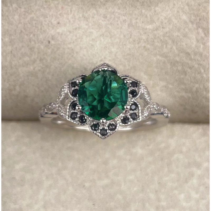 Ruif Jewelry Classic Design S925 Silver 1.0ct Lab Grown Emerald Ring Wedding Bands for party Ruif Jewelry Classic Design S925 Silver 1.0ct Lab Grown Emerald Ring Wedding Bands for party