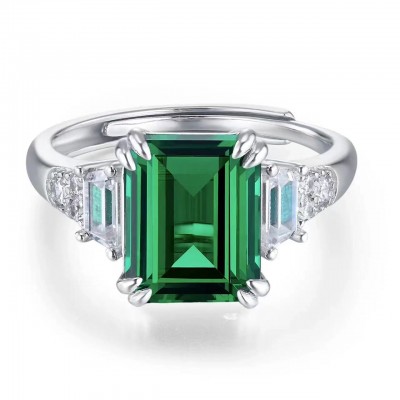 Ruif Jewelry Classic Design S925 Silver 2.8ct Lab Grown Emerald Ring Wedding Bands for party Ruif Jewelry Classic Design S925 Silver 2.8ct Lab Grown Emerald Ring Wedding Bands for party