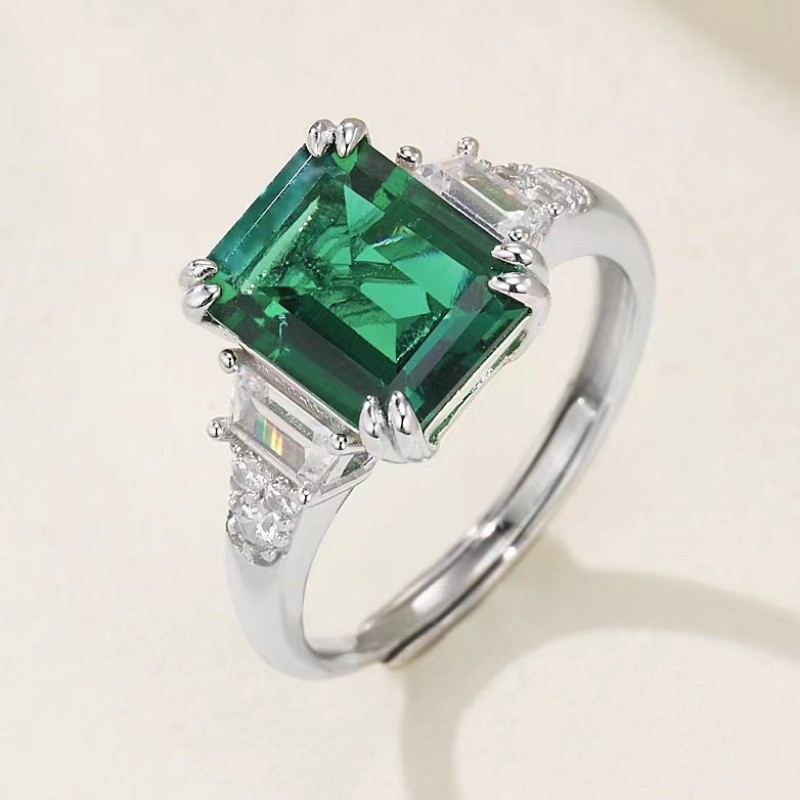 Ruif Jewelry Classic Design S925 Silver 2.8ct Lab Grown Emerald Ring Wedding Bands for party Ruif Jewelry Classic Design S925 Silver 2.8ct Lab Grown Emerald Ring Wedding Bands for party