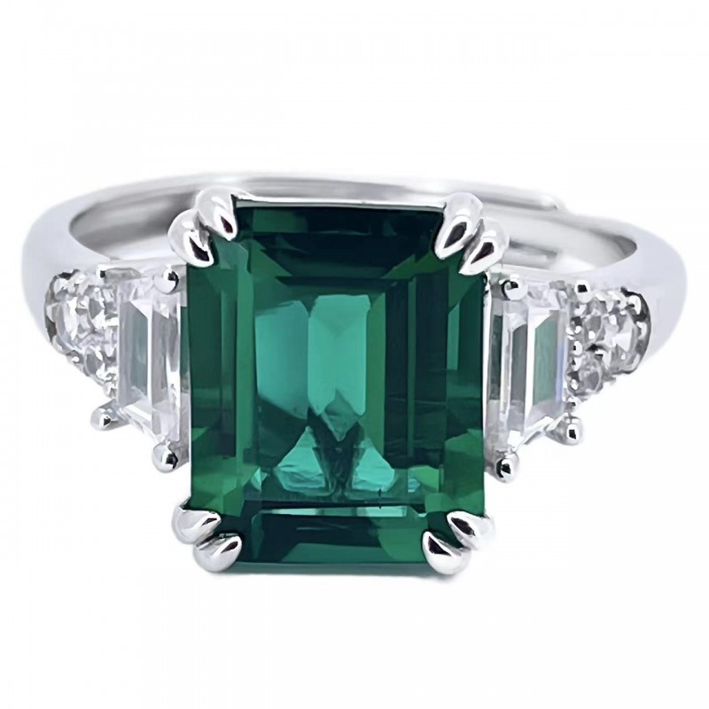 Ruif Jewelry Classic Design S925 Silver 2.8ct Lab Grown Emerald Ring Wedding Bands for party Ruif Jewelry Classic Design S925 Silver 2.8ct Lab Grown Emerald Ring Wedding Bands for party