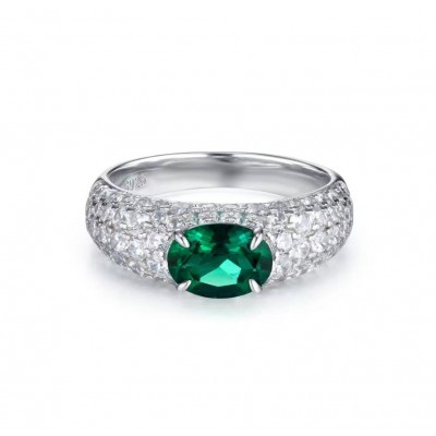 Ruif Jewelry Classic Design S925 Silver 1.00ct Lab Grown Emerald Ring Wedding Bands Ruif Jewelry Classic Design S925 Silver 1.00ct Lab Grown Emerald Ring Wedding Bands