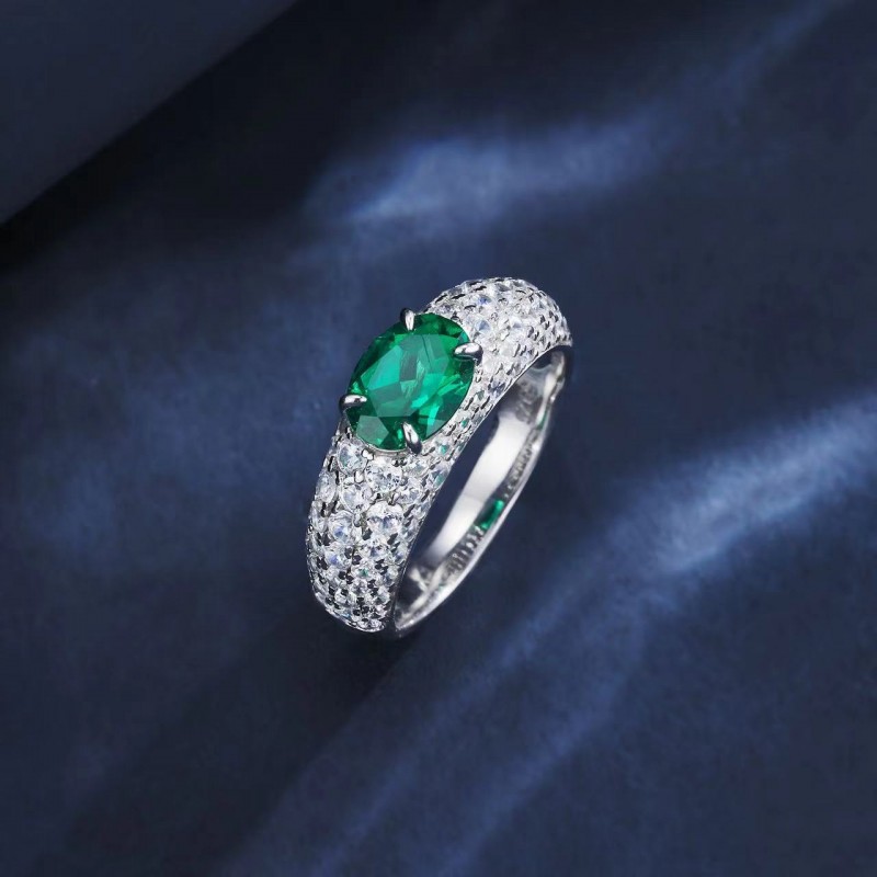 Ruif Jewelry Classic Design S925 Silver 1.00ct Lab Grown Emerald Ring Wedding Bands Ruif Jewelry Classic Design S925 Silver 1.00ct Lab Grown Emerald Ring Wedding Bands
