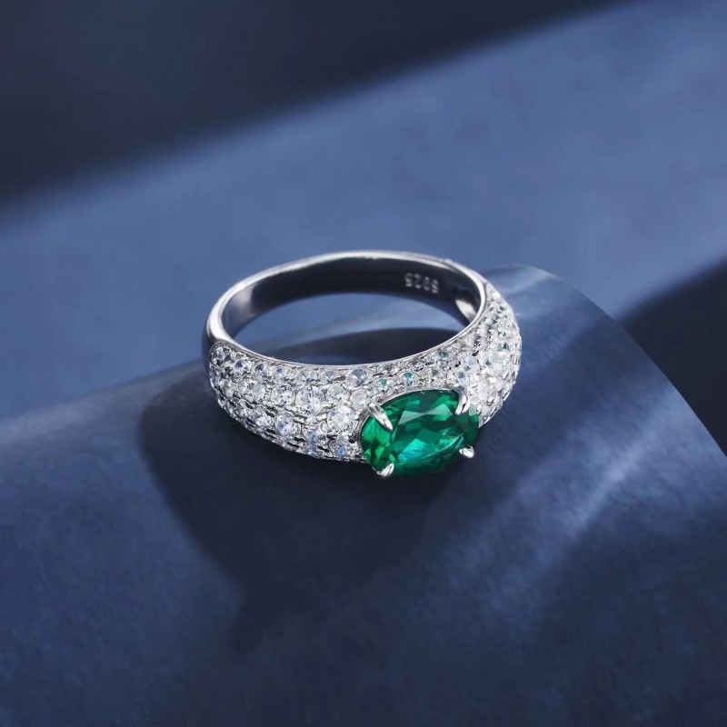 Ruif Jewelry Classic Design S925 Silver 1.00ct Lab Grown Emerald Ring Wedding Bands Ruif Jewelry Classic Design S925 Silver 1.00ct Lab Grown Emerald Ring Wedding Bands