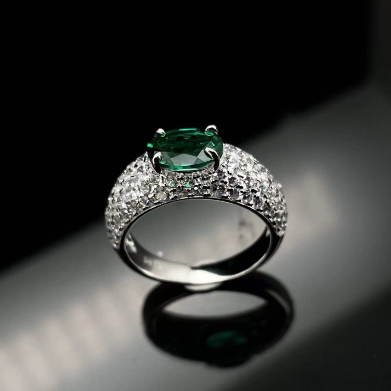 Ruif Jewelry Classic Design S925 Silver 1.00ct Lab Grown Emerald Ring Wedding Bands Ruif Jewelry Classic Design S925 Silver 1.00ct Lab Grown Emerald Ring Wedding Bands