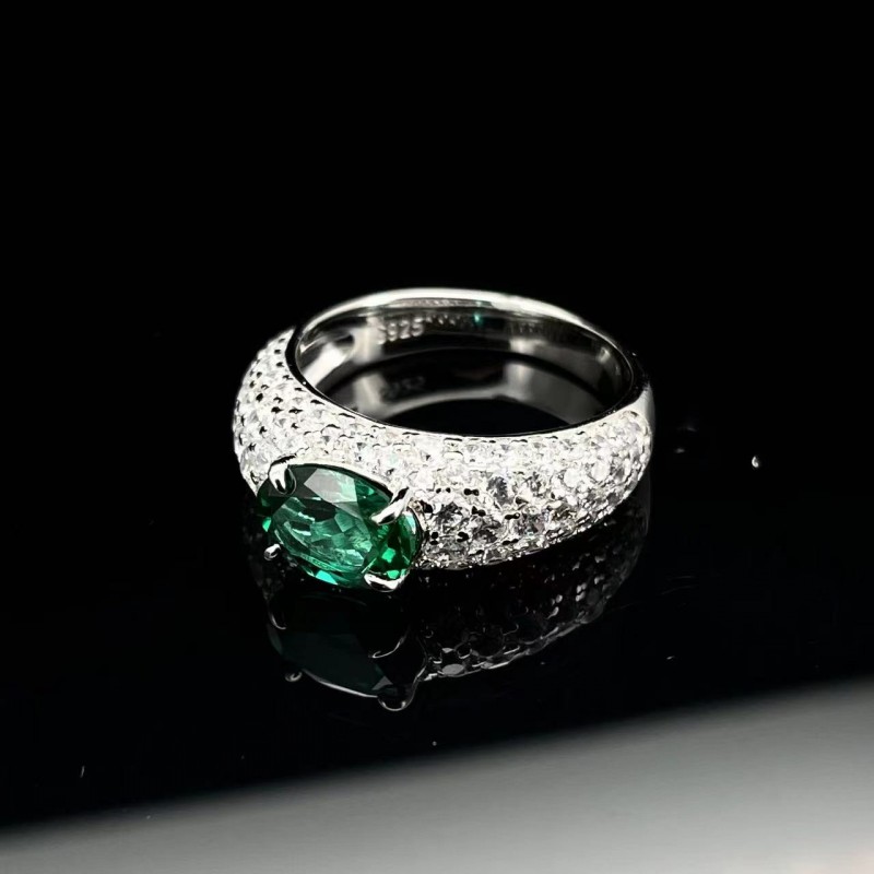 Ruif Jewelry Classic Design S925 Silver 1.00ct Lab Grown Emerald Ring Wedding Bands Ruif Jewelry Classic Design S925 Silver 1.00ct Lab Grown Emerald Ring Wedding Bands