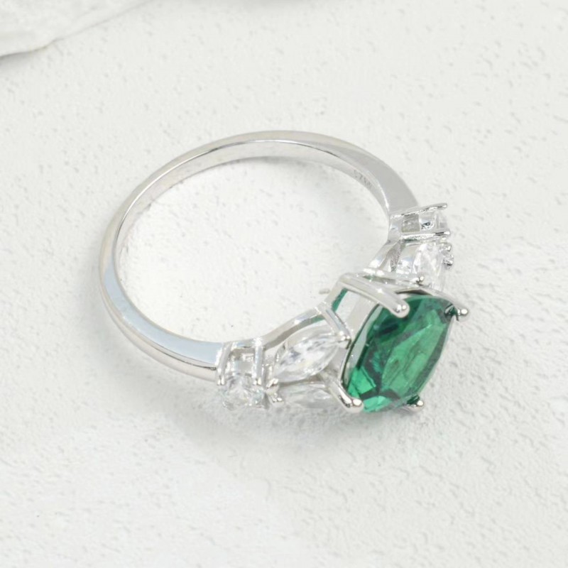 Ruif Jewelry Classic Design S925 Silver 8x8mm Lab Grown Emerald Ring Wedding Bands Ruif Jewelry Classic Design S925 Silver 8x8mm Lab Grown Emerald Ring Wedding Bands