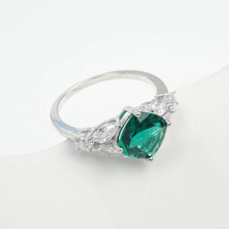 Ruif Jewelry Classic Design S925 Silver 8x8mm Lab Grown Emerald Ring Wedding Bands Ruif Jewelry Classic Design S925 Silver 8x8mm Lab Grown Emerald Ring Wedding Bands