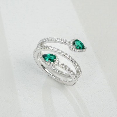 Ruif Jewelry Classic Design S925 Silver 2 pcs pear shape Lab Grown Emerald Ring Wedding Bands Ruif Jewelry Classic Design S925 Silver 2 pcs pear shape Lab Grown Emerald Ring Wedding Bands