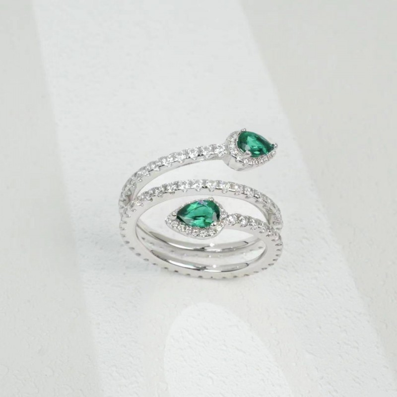 Ruif Jewelry Classic Design S925 Silver 2 pcs pear shape Lab Grown Emerald Ring Wedding Bands Ruif Jewelry Classic Design S925 Silver 2 pcs pear shape Lab Grown Emerald Ring Wedding Bands