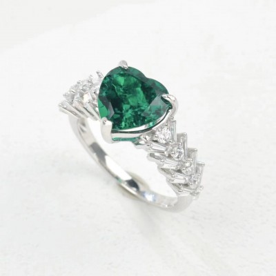 Ruif Jewelry Classic Design S925 Silver 9mm2.26ct Lab Grown Emerald Ring Wedding Bands Ruif Jewelry Classic Design S925 Silver 9mm2.26ct Lab Grown Emerald Ring Wedding Bands