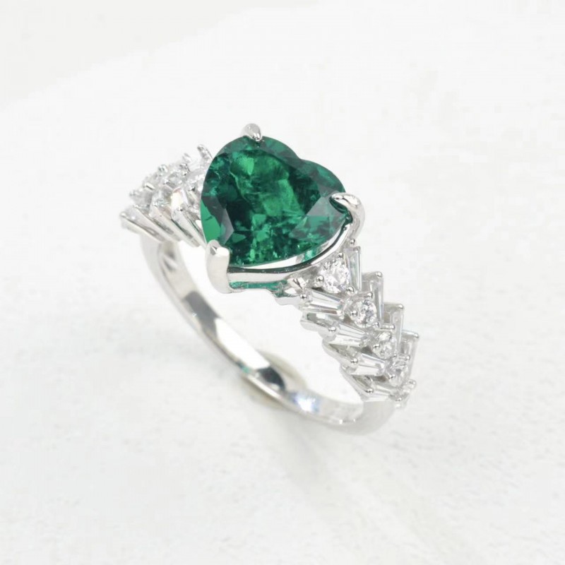 Ruif Jewelry Classic Design S925 Silver 9mm2.26ct Lab Grown Emerald Ring Wedding Bands Ruif Jewelry Classic Design S925 Silver 9mm2.26ct Lab Grown Emerald Ring Wedding Bands