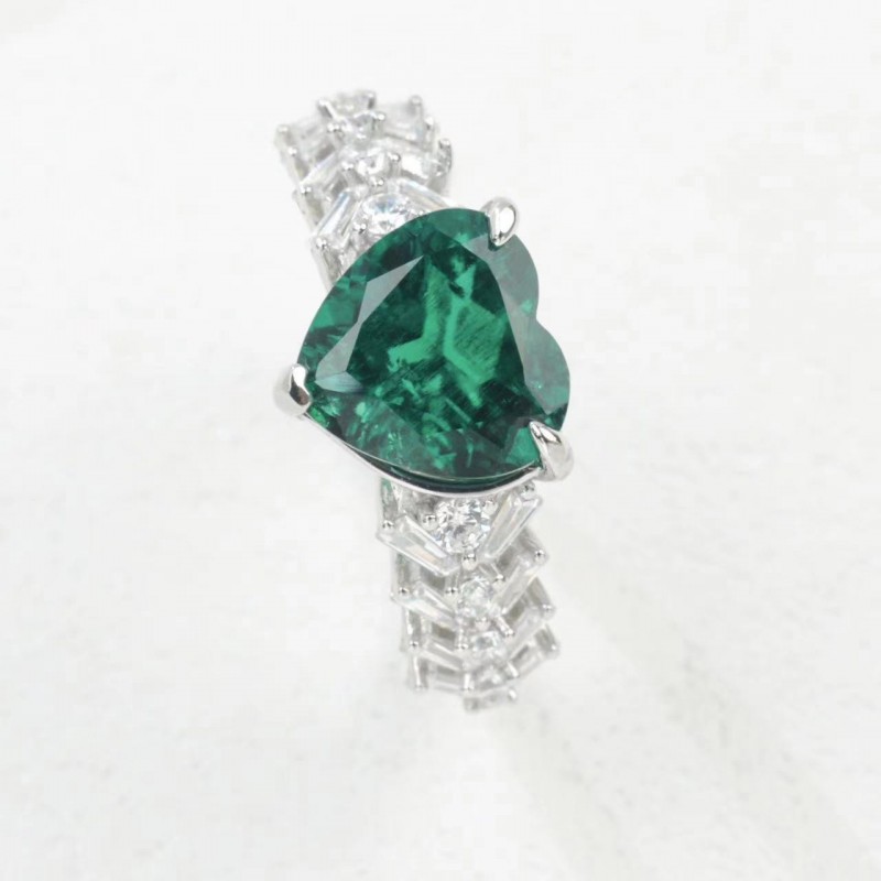 Ruif Jewelry Classic Design S925 Silver 9mm2.26ct Lab Grown Emerald Ring Wedding Bands Ruif Jewelry Classic Design S925 Silver 9mm2.26ct Lab Grown Emerald Ring Wedding Bands