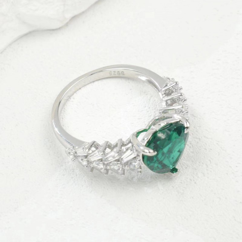 Ruif Jewelry Classic Design S925 Silver 9mm2.26ct Lab Grown Emerald Ring Wedding Bands Ruif Jewelry Classic Design S925 Silver 9mm2.26ct Lab Grown Emerald Ring Wedding Bands
