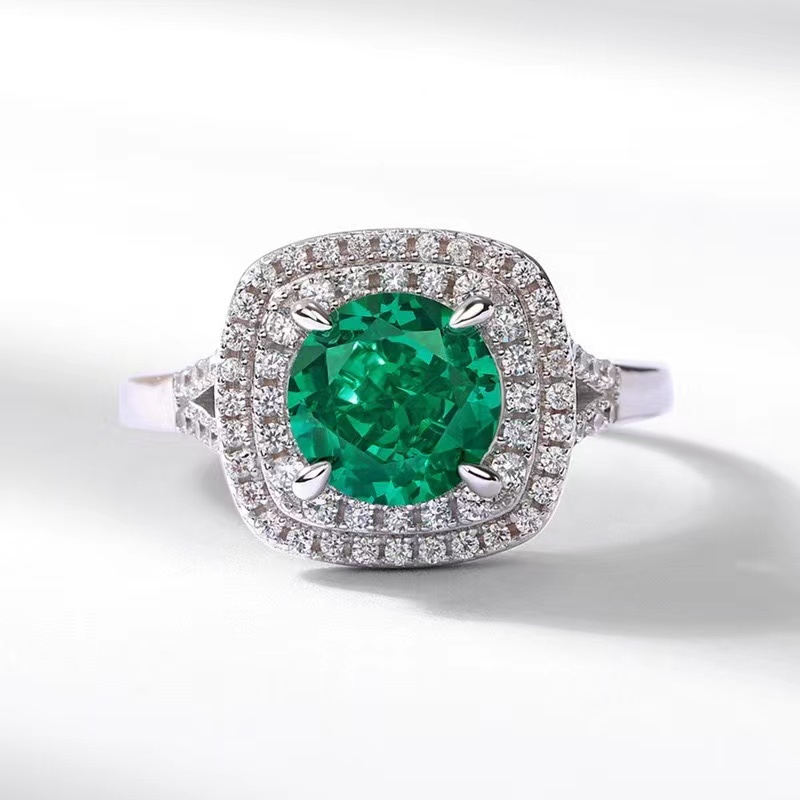 Ruif Jewelry Classic Design S925 Silver 1.05ct Lab Grown Emerald Ring Wedding Bands Ruif Jewelry Classic Design S925 Silver 1.05ct Lab Grown Emerald Ring Wedding Bands