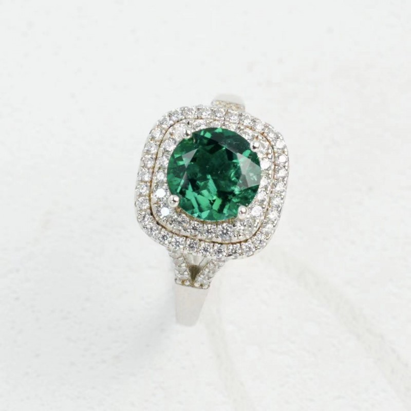 Ruif Jewelry Classic Design S925 Silver 1.05ct Lab Grown Emerald Ring Wedding Bands Ruif Jewelry Classic Design S925 Silver 1.05ct Lab Grown Emerald Ring Wedding Bands