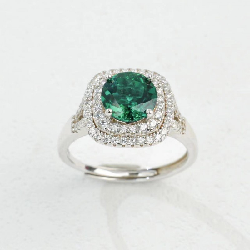 Ruif Jewelry Classic Design S925 Silver 1.05ct Lab Grown Emerald Ring Wedding Bands Ruif Jewelry Classic Design S925 Silver 1.05ct Lab Grown Emerald Ring Wedding Bands