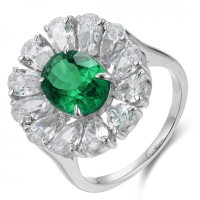 Ruif Jewelry Classic Design S925 Silver 2.17ct Lab Grown Emerald Ring Wedding Bands