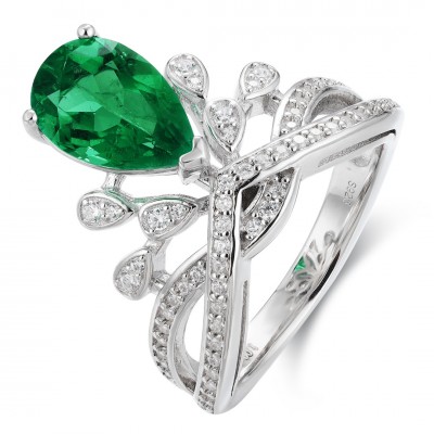 Ruif Jewelry Classic Design S925 Silver 1.95ct Lab Grown Emerald Ring Wedding Bands