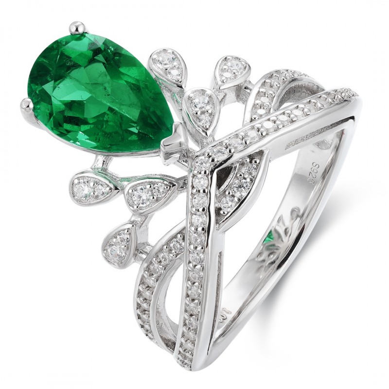 Ruif Jewelry Classic Design S925 Silver 1.95ct Lab Grown Emerald Ring Wedding Bands