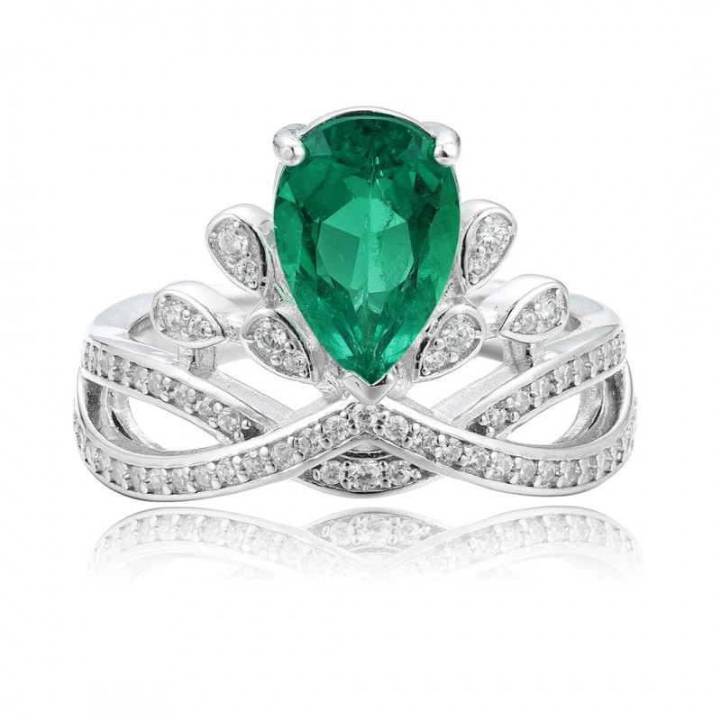 Ruif Jewelry Classic Design S925 Silver 1.95ct Lab Grown Emerald Ring Wedding Bands