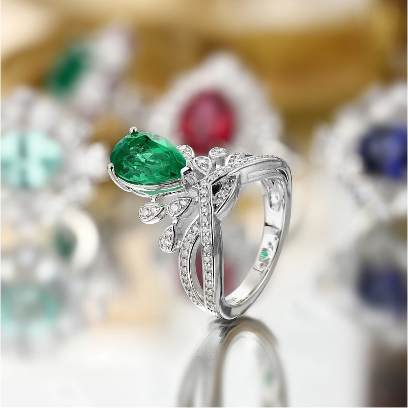 Ruif Jewelry Classic Design S925 Silver 1.95ct Lab Grown Emerald Ring Wedding Bands
