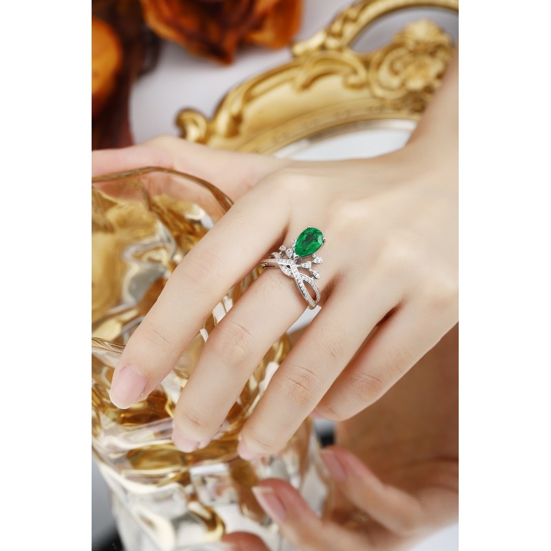 Ruif Jewelry Classic Design S925 Silver 1.95ct Lab Grown Emerald Ring Wedding Bands