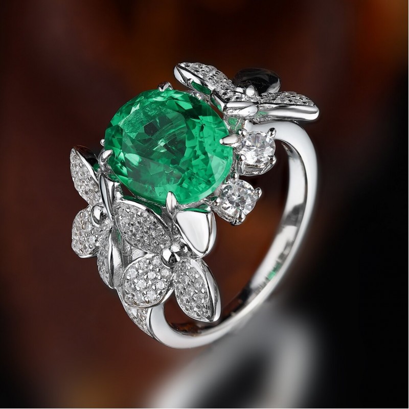 Ruif Jewelry Classic Design S925 Silver 3.715ct Lab Grown Emerald Ring Wedding Bands Ruif Jewelry Classic Design S925 Silver 3.715ct Lab Grown Emerald Ring Wedding Bands
